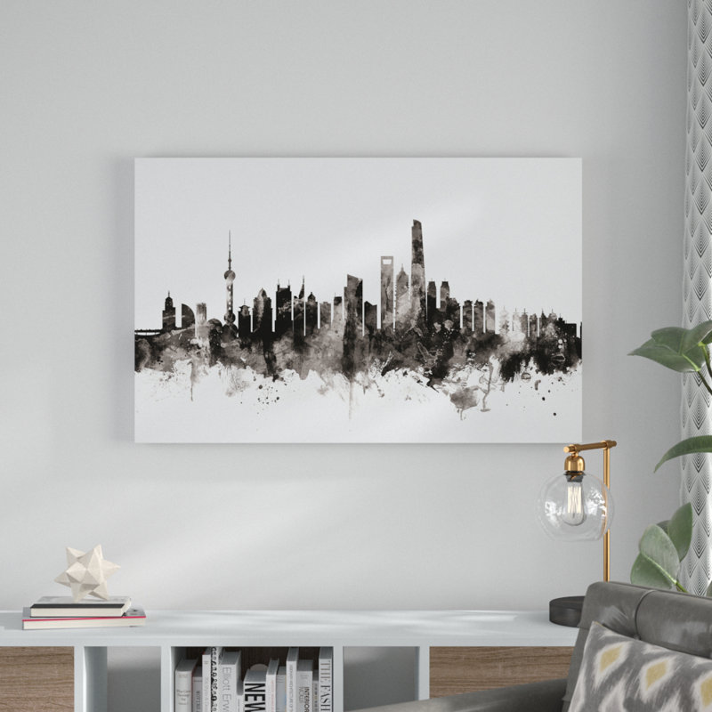 « shanghai china horizon iii », impression sur toile, H 16 po x l 24 po x P 2 po
