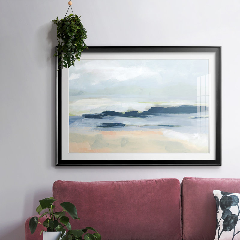 Matala Coast I-FramedFramed Print W biseauté mat et verre, Noir, H 30 po x l 44 po x P 1,5 po