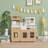 Teamson Kids Little Chef Cyprus Wooden Play Kitchen Set with 14 Accessories, Faux Marble Backsplash, and Gold Accents