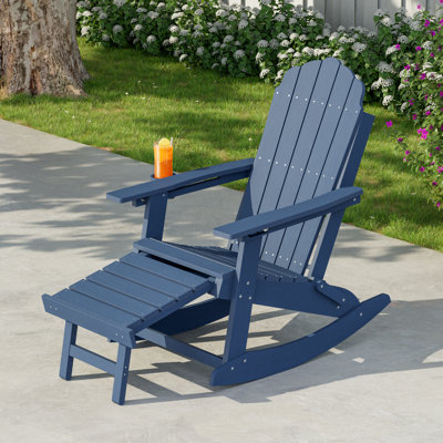 Chaise berçante pliable en PEHD toutes saisons avec repose-pieds rétractable Adirondack
