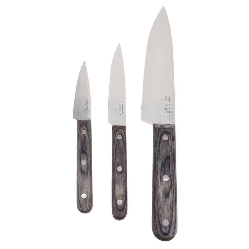 Ensemble de 3 couteaux en acier inoxydable gris foncé Martha Stewart Everyday