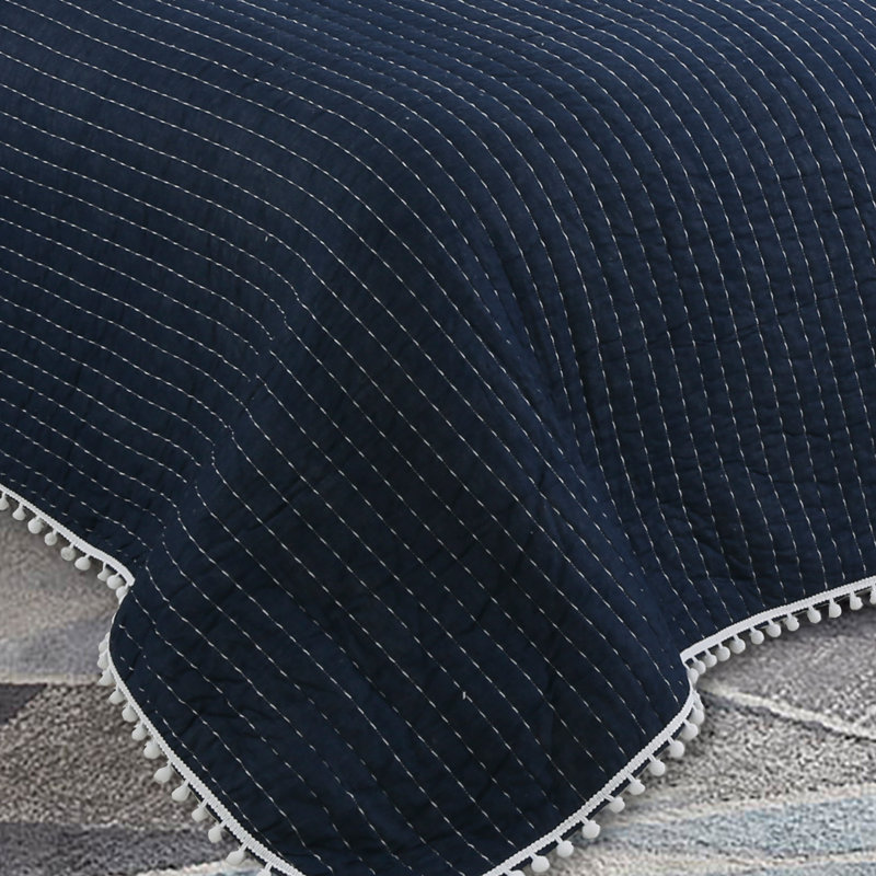 Estate Costa Brava Cotton Quilt, Navy Blue, Twin Quilt + 1 Standard Sham