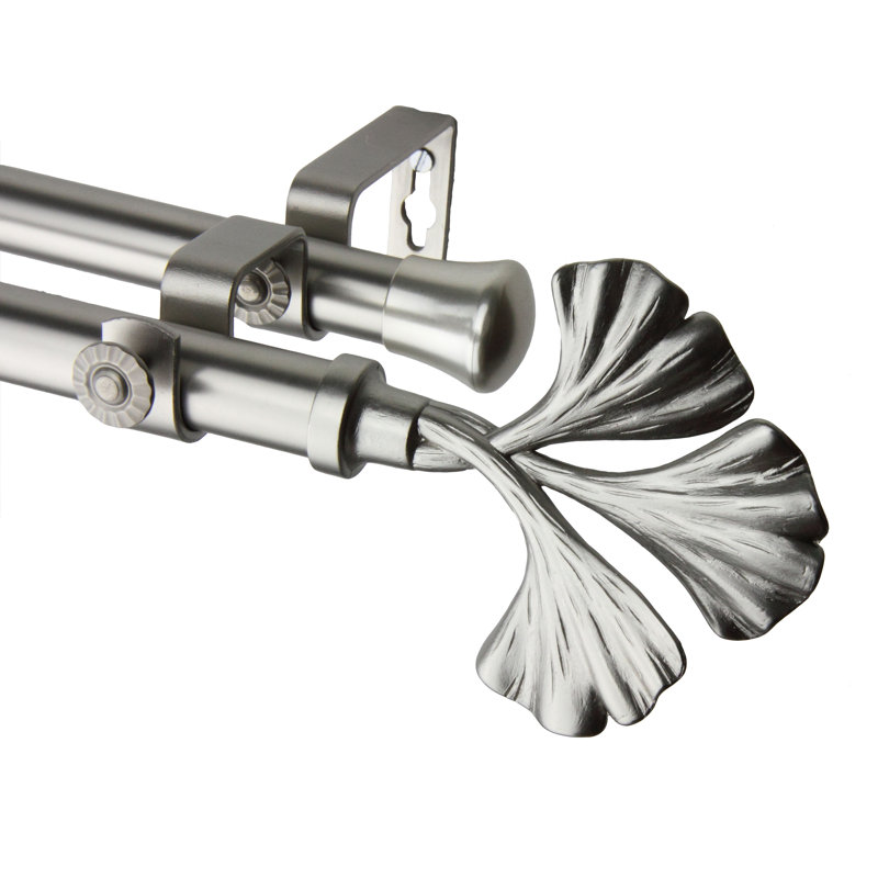 Tringle à rideaux double Dayana, 66 po à 120 po, Nickel satiné