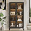 Vitrine moderne en verre, vitrine à 4 niveaux, détecteur de corps humain, portes en verre - vitrine pour objets de collection, jouets, livres - rangement en coin - couleur noire