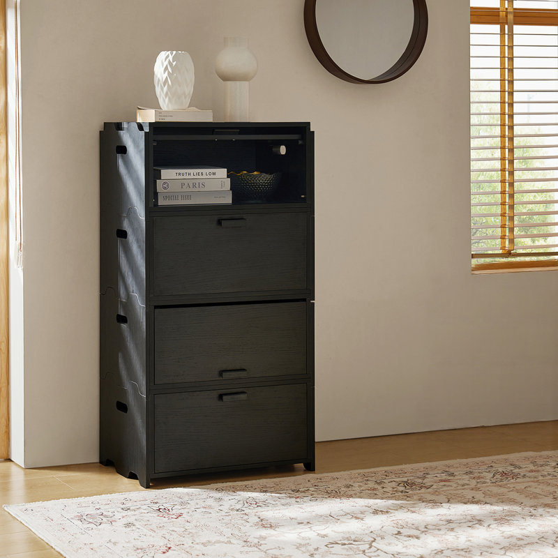 Ensemble de 2 tables de chevet 2 tiroirs Guilherme, Noir