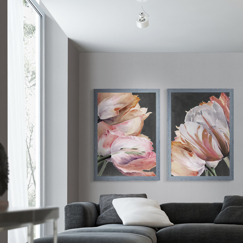 « pastel perroquet tulipes iii » par vincent van gogh, ensemble de 2 reproductions d’art sur cadre photo, Pas de tapis