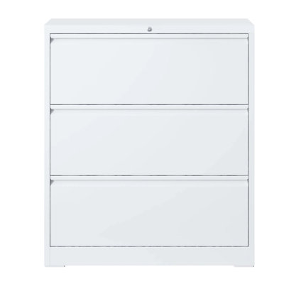 3 Drawer Metal Filing Cabinet, White Lockable, For Office Use, Accommodates Legal/Letter/A4/F4 Size Papers, & Versatile Locking File Cabinet With Drawers, Metal, Space, Docs, Long-Lasting Practical