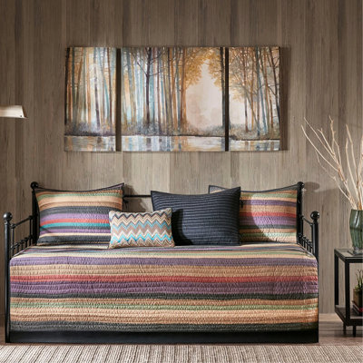 Multi Stripe Reversible Daybed Cover 6 Piece, Twin Mattress Cover, Includes , 3 Shams, Decorative Pillow, Easy To Wash Piece , Decoration, Mattress, Machine Washable