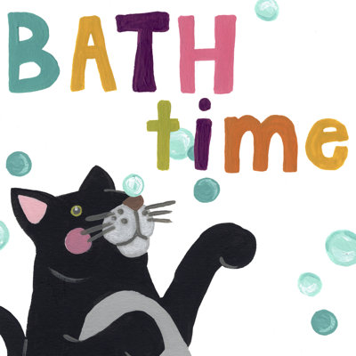 Cute Cat Bath IV 1 Piece Wrapped Canvas Wall Art