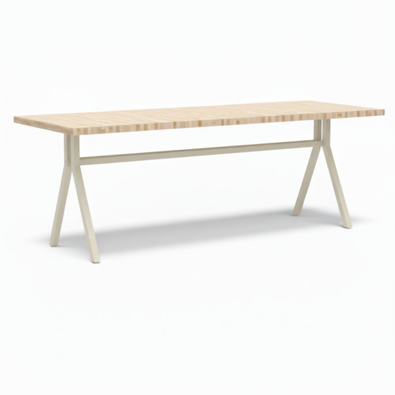Strut Café Dining Height, Dark Brown Wood, Black, 30"H x 84"L x 36"W