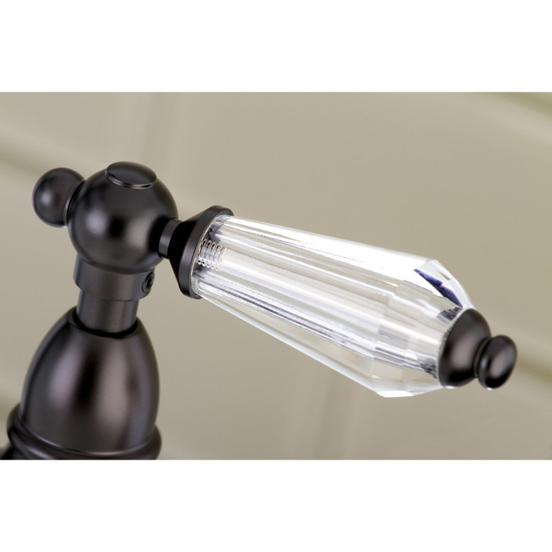 Kingston Brass Wilshire Two-Handle 4-Hole Deck Mount Bridge Kitchen Faucet with Side Sprayer, Oil Rubbed Bronze