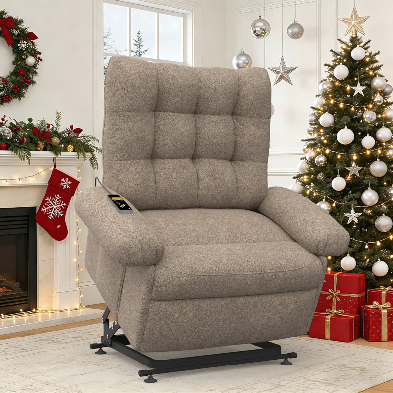 Power Lift Recliner Chair W/Remote Control And Side Pocket For Elderly, Brown
