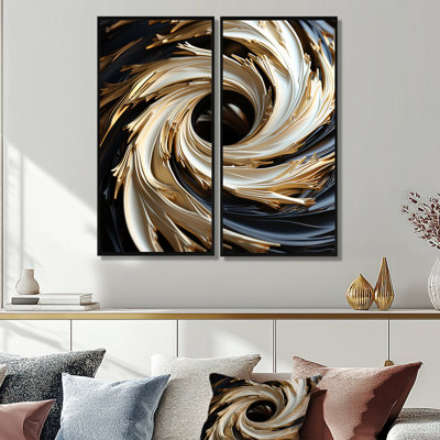 Spirale abstraite blanche et dorée abstraite - spirales abstraites, art mural