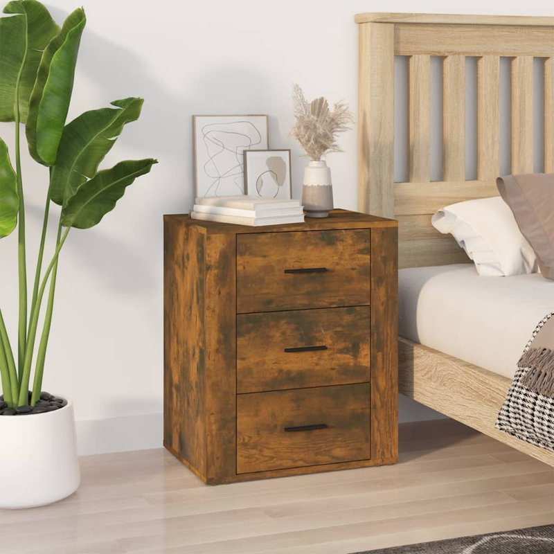 Javoney 50cm W Manufactured Wood Bedside Table, Brown
