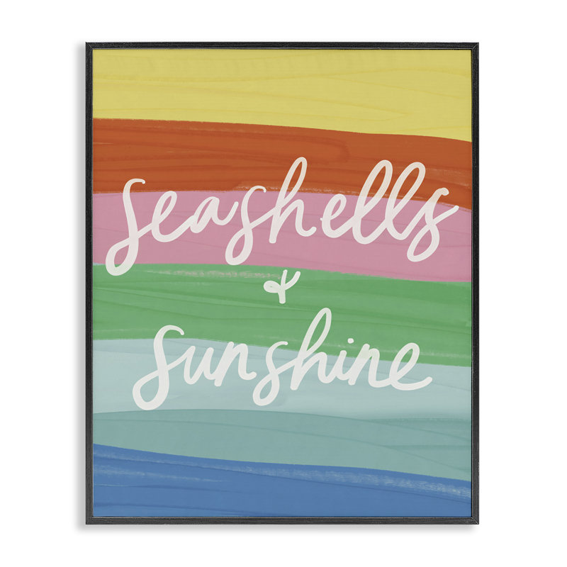  Coquillages et soleil sur arc-en-ciel, estampe numérique par Amanda Houston, Giclée encadrée noir minuit, H 14 po x l 11 po