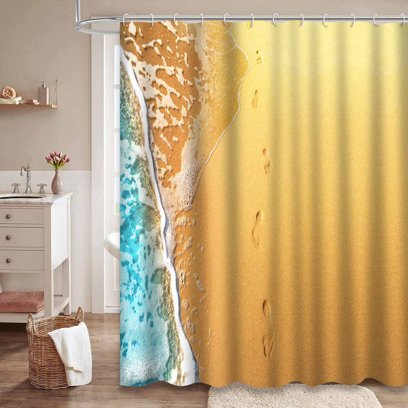 Blue Sea Wave Golden Sun Sand Beach Summer Beach Coast Pied avec 12 crochets, L 72 po x l 78 po