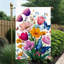 Drapeau de jardin floral et papillon double face, 12 po x 18 po
