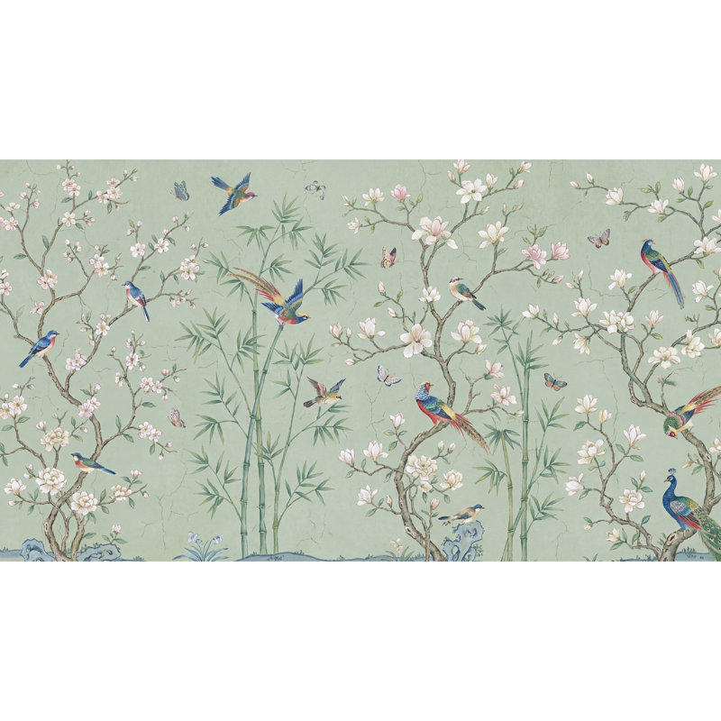 Papier peint floral en bambou, Non-Woven Nonpasted, 200 po x 120 po