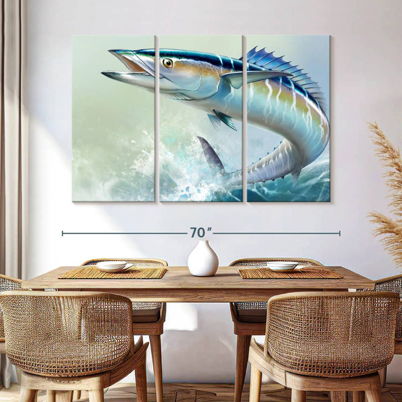 Brampt Wahoo Fish On Waves, 42" H x 65" W