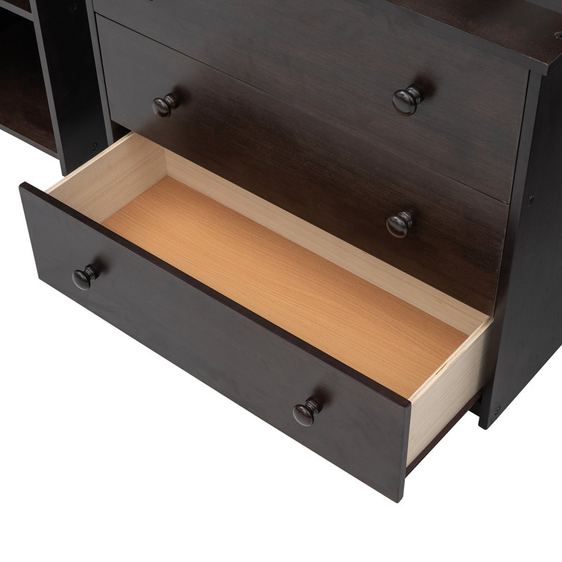 Lit mezzanine simple avec armoire et bureau d'étude mobile