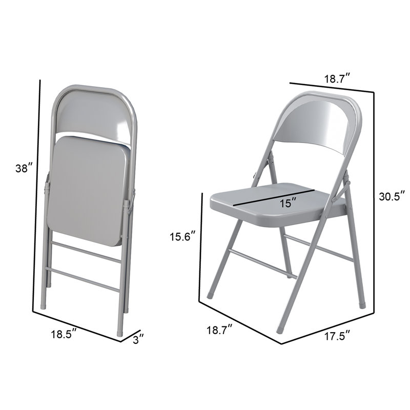 Ensemble de chaises pliantes empilables Marquale, Gris