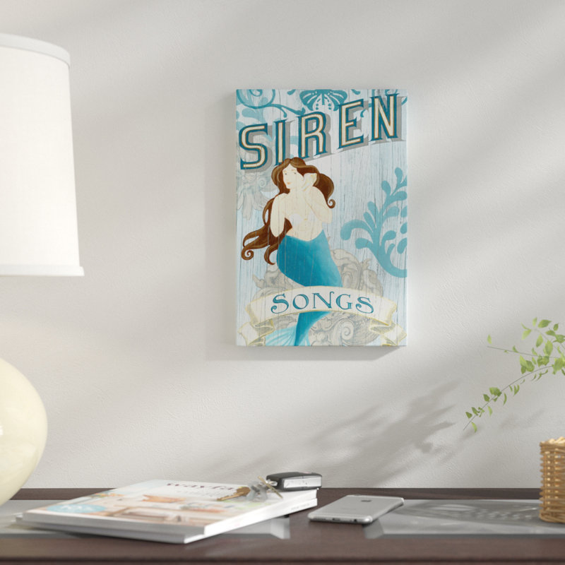 «Mermaid II», affiche vintage sur toile, H 18 po x l 12 po x P 1,5 po, Toile tendue, Pas de tapis