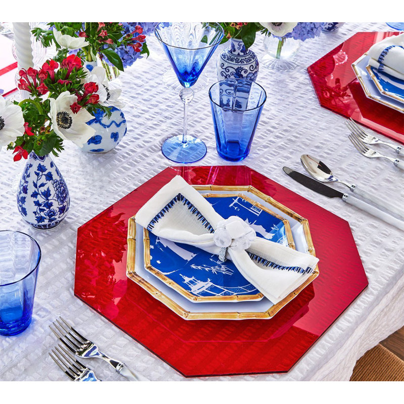 Filament 21" Linen Napkin, White/Navy