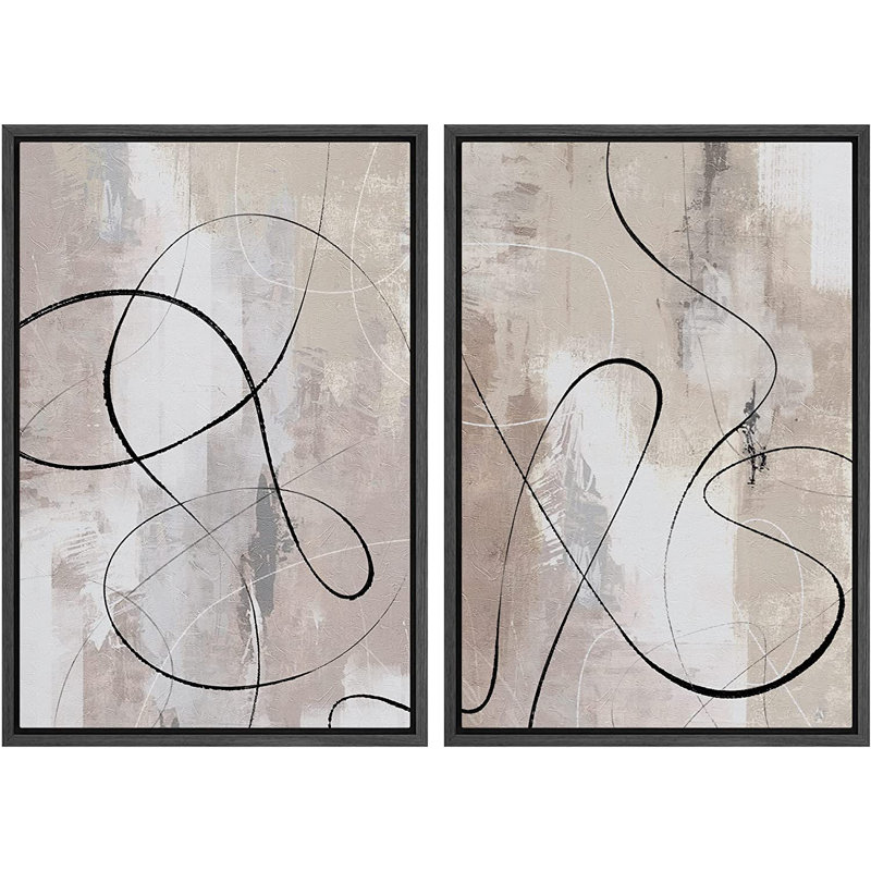 Ensemble de 2 reproductions encadrées sur toile, Noir, H 24 po x l 32 po x P 1,5 po