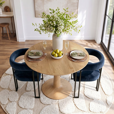Ensemble de table de salle à manger pour 2 personnes avec table ronde et 2 fauteuils rembourrés en velours