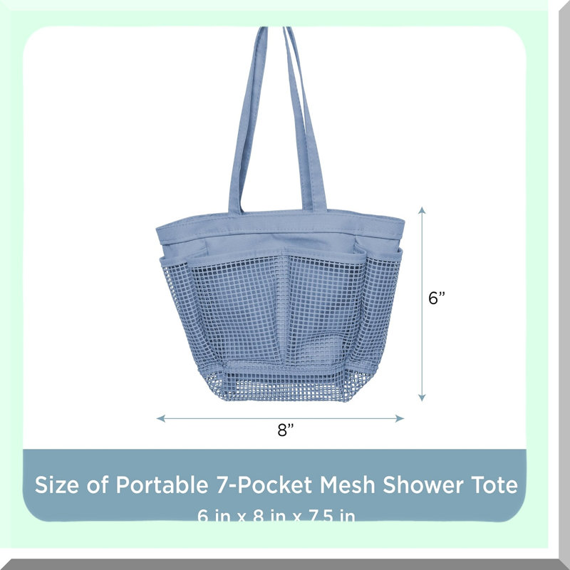 7-Pocket Mesh Shower Caddy - Portable Organizer for College Dorms, Gym, Beach, Travel
