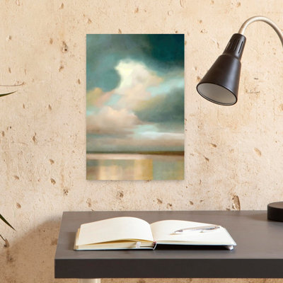 «Clouds in Pink and Teal Abstract Contemporary Dreamy Coastal Landscape», art mural