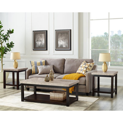 Claiborne 3 - Piece Marble Top Living Room Table Set