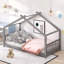 Lit simple en bois, gris