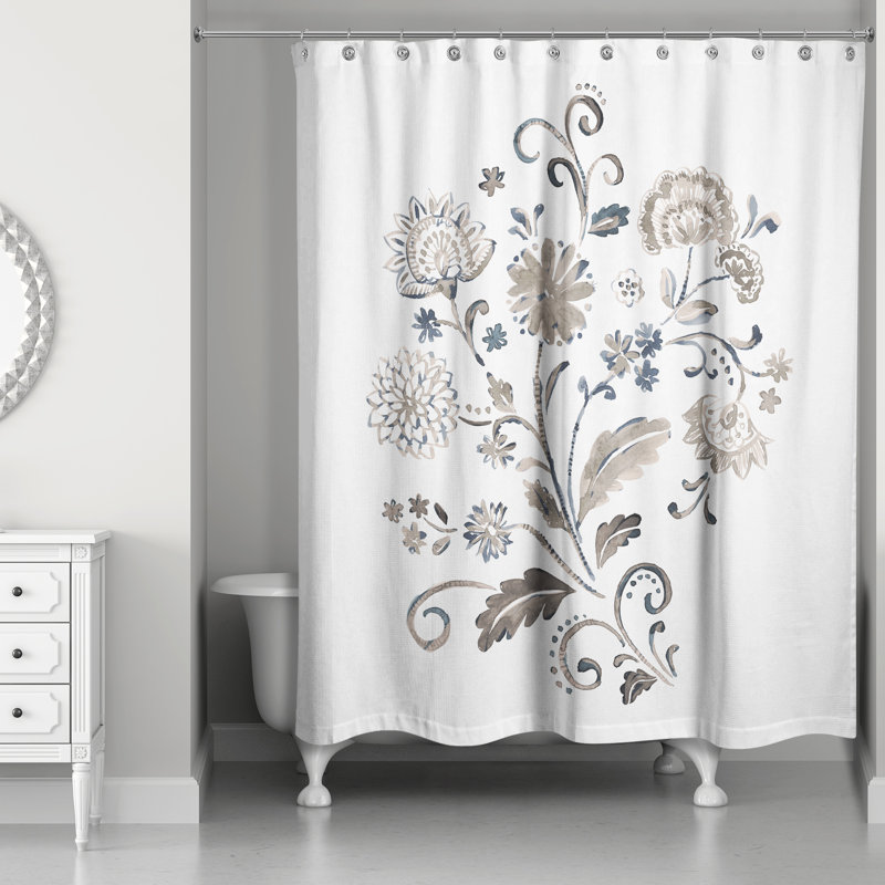Rideau de douche simple à motif floral Warrenup, Brun