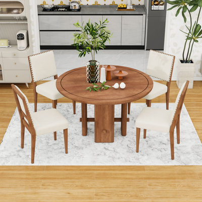5Pcs Dining Table Set with Upholstered Chairs