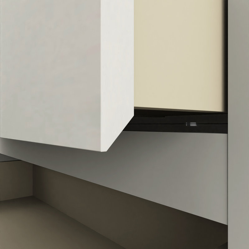 30 po Meuble-lavabo autoportant gris avec lavabo intégré en céramique