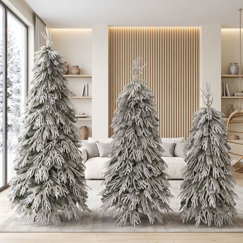 Ensemble d'arbres de Noël 3 pièces avec éclairage à DEL blanc chaud et branches en pleurs pour la décoration intérieure