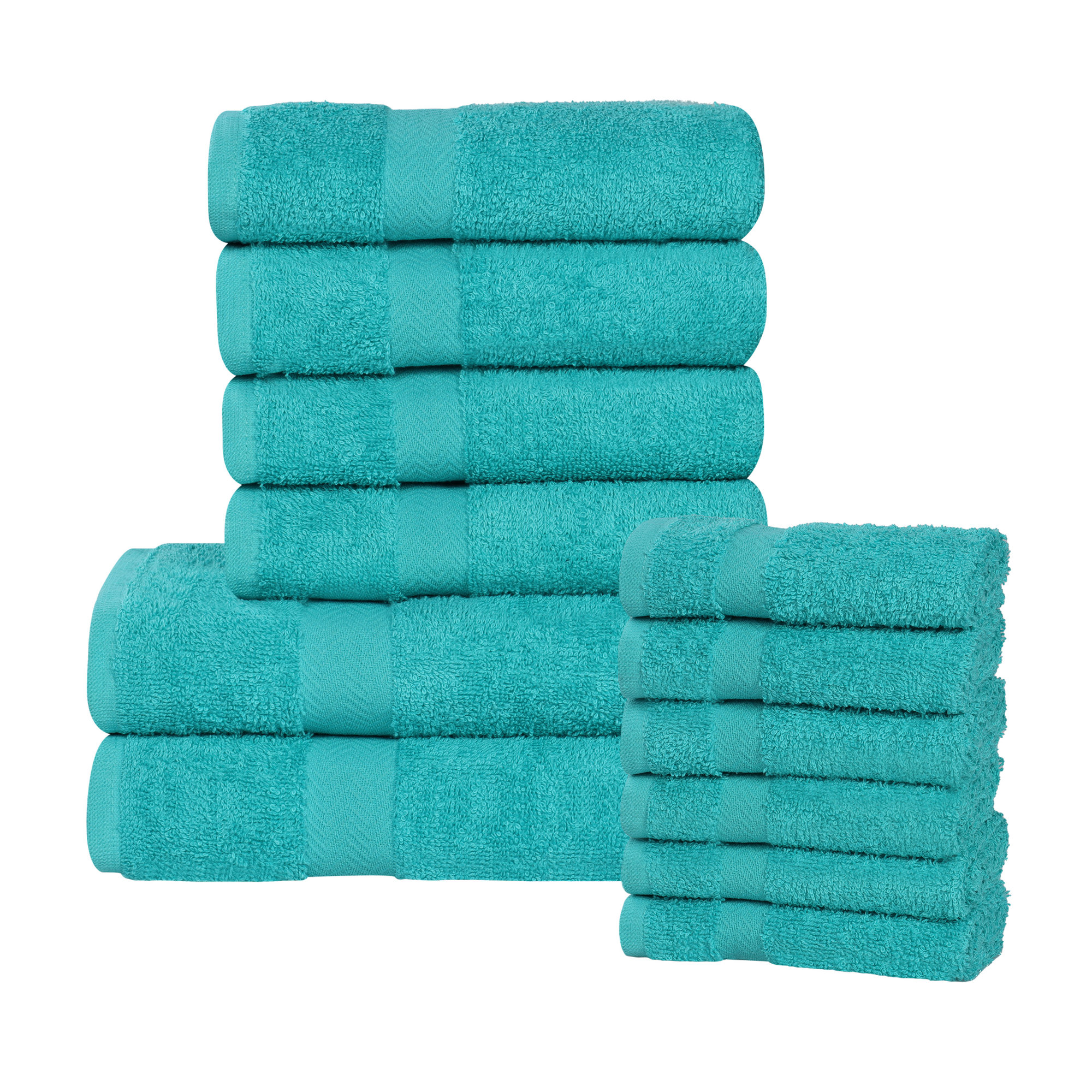Franklin Cotton Lightweight Quick-Drying 12-Piece Assorted Towel Set, Turquoise