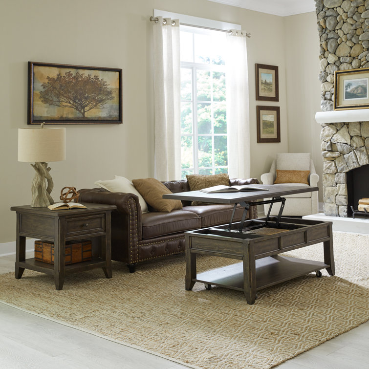 Bronzavia 3 Piece Lift-Top Cocktail Table Set - Saddle Brown