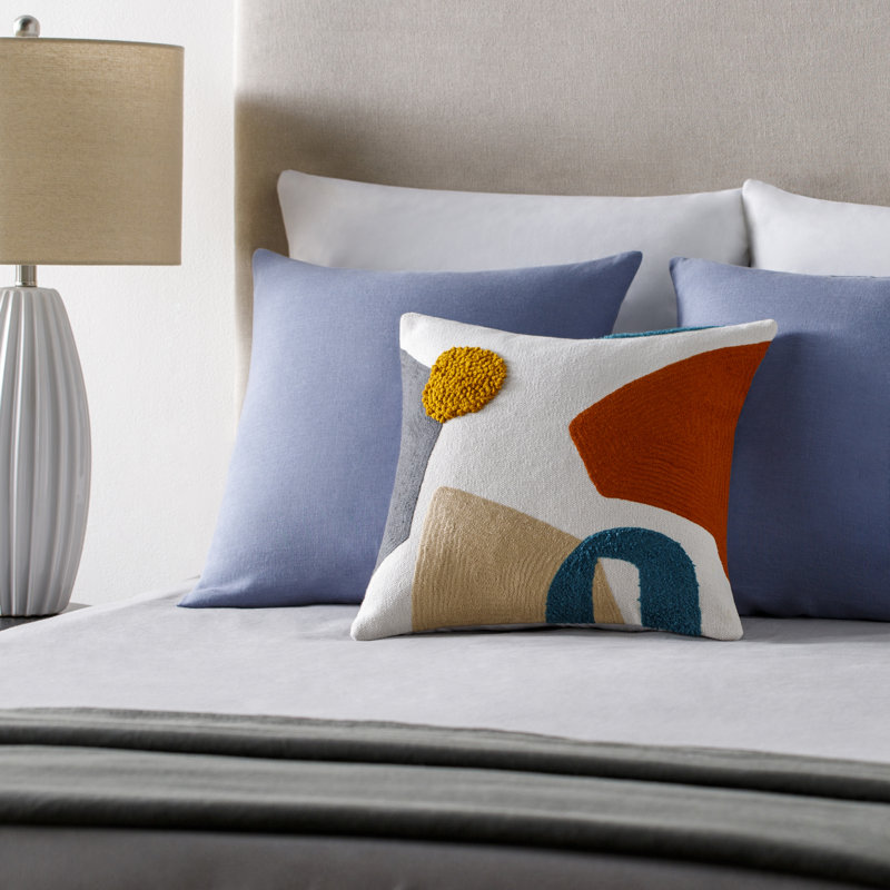 Fulbourn Embroidered Cotton Throw Pillow, Polyester/Polyfill