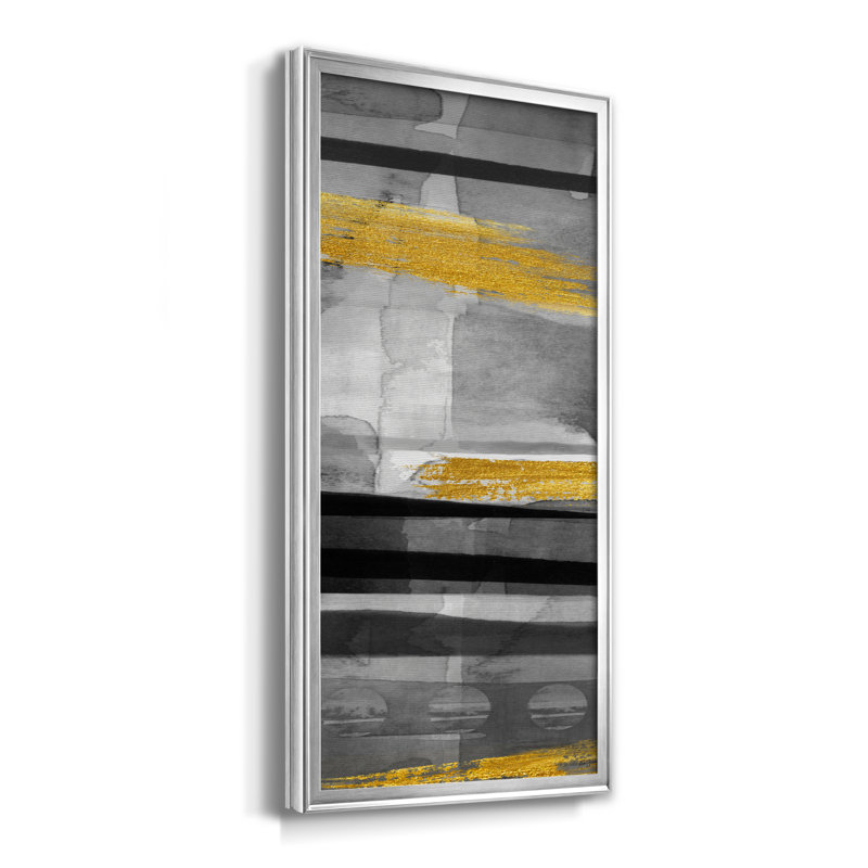 Layers of Time I - Peinture sur toile encadrée, H 14,5 po x l 26,5 po x P 1,5 po, Argent