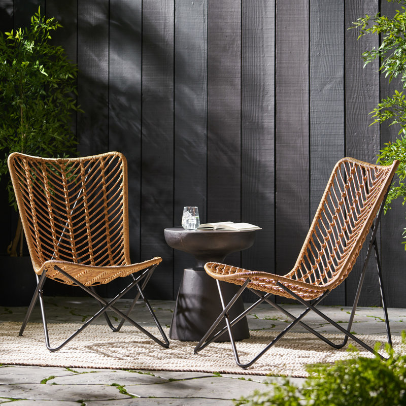 Deux chaises d'appoint brunes - 2 chaises de patio pour l'extérieur avec style, Marron clair