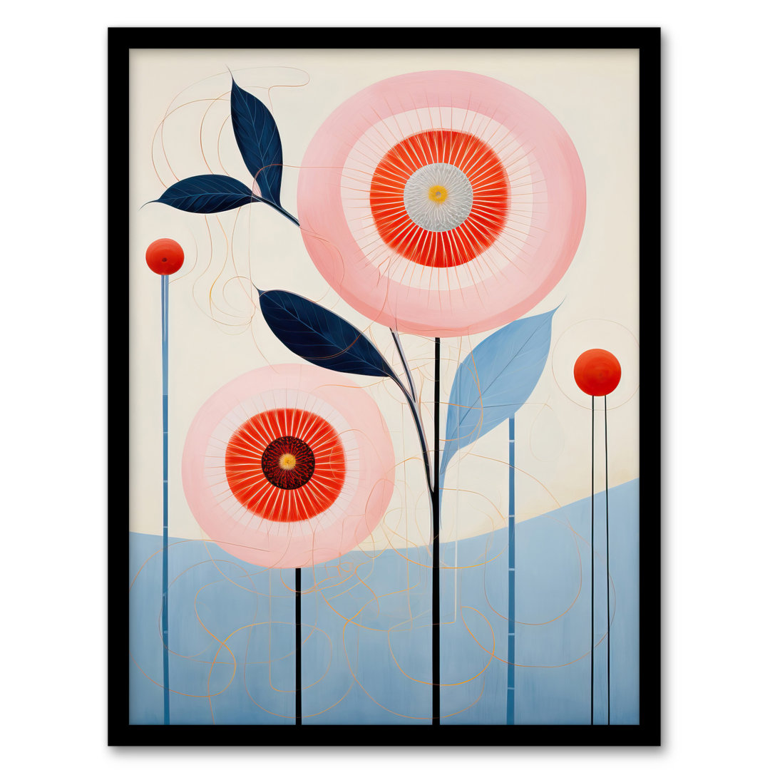 Kaleidoscope Blossom Pastel Pink Blue Boho Geometric - Single Picture Frame Print