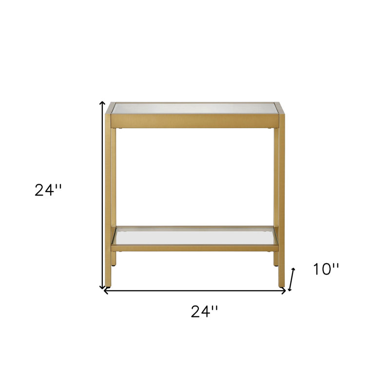 Table de bout en acier et verre transparent 24 po avec tablette