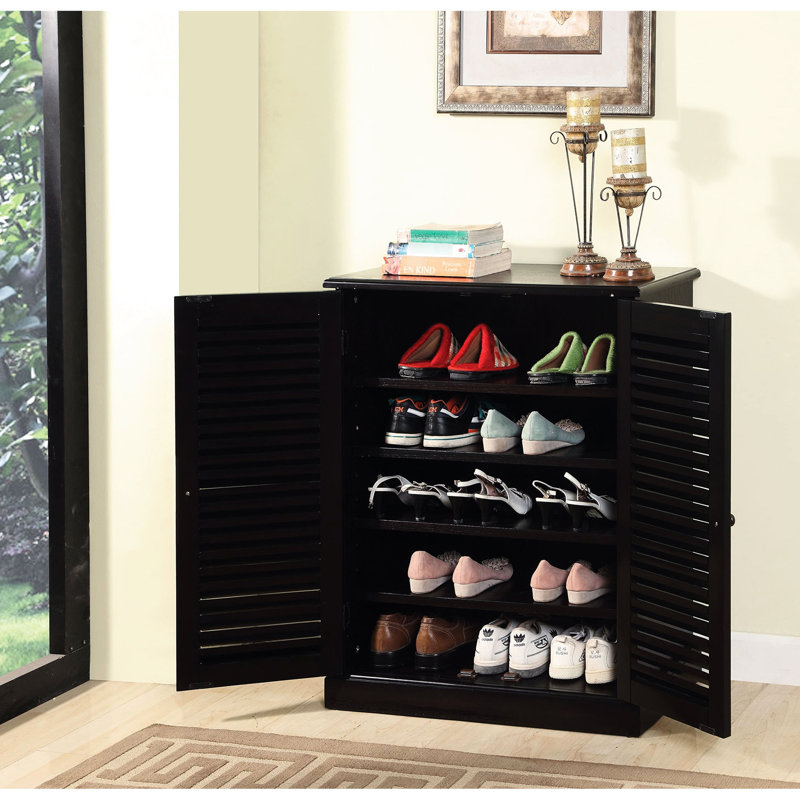 Range-chaussures en bois massif avec finition et étagère réglable pour armoire à domicile avec porte à capacité de tablette