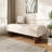 Tufted Linen Fabric Rectangular Ottoman Bench With Solid Wood Legs, Beige | Gift Idea