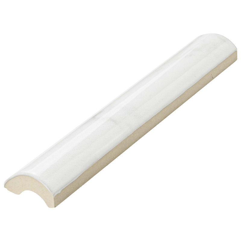 Classico Carrara 6" x 1.25"  Ceramic Pencil Liner Tile Trim in White/Gray