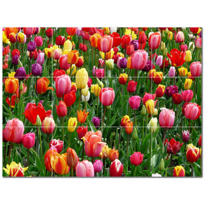 Panneau décoratif en céramique 12 po x 12 po Flowers Photo Flowers