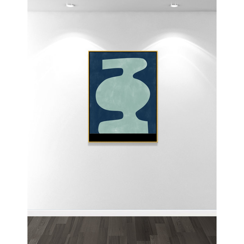 Impression abstraite de silhouette de vase par Ristova, Toile avec cadre, L 31,5 po x H 41,5 po, Flotteur doré