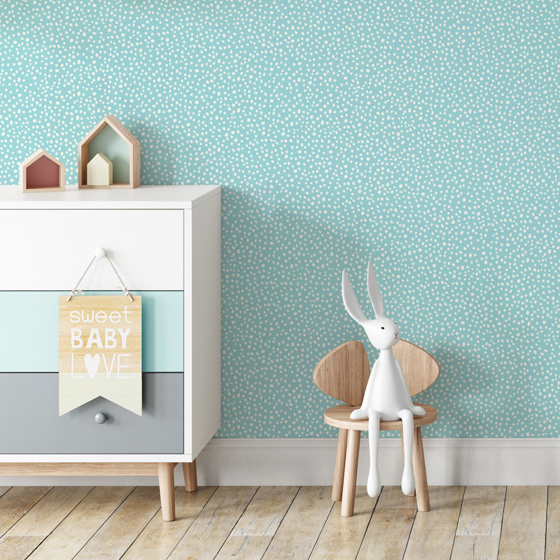 Papier peint à pois bleu clair Dotty, Bleu